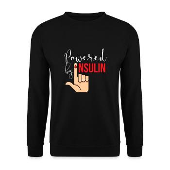 Powered By Insulin Diabetiker Zucker Diabetes - Unisex Pullover - Schwarz - Vorne - Alina (178cm) & Michal (187cm)