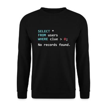 Drôle de programmeur Gift SQL Query - Sweat-shirt Unisexe - noir - Devant - Alina (178cm) & Michal (187cm)