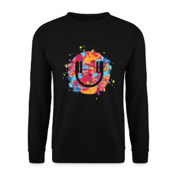 Smile Headphones Festival EDM Dj Music Techno Rave - Sweat-shirt Unisexe - noir - Devant - Alina (178cm) & Michal (187cm)