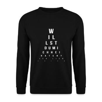 Willst du mich Heiraten Hochzeit Antrag - Unisex Pullover - Schwarz - Vorne - Alina (178cm) & Michal (187cm)