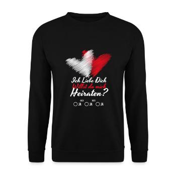 Willst du mich Heiraten Hochzeit Antrag - Unisex Pullover - Schwarz - Vorne - Alina (178cm) & Michal (187cm)