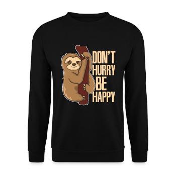 Funny Lazy Sloth Don't Hurry Be Happy Sloths - Unisex Sweatshirt - black - Front - Alina (178cm) & Michal (187cm)