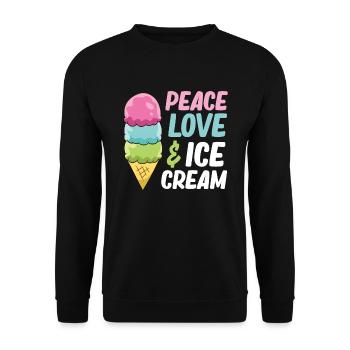 Sommer Eiscreme Kinder Frieden Liebe und Eiscreme - Unisex Pullover - Schwarz - Vorne - Alina (178cm) & Michal (187cm)