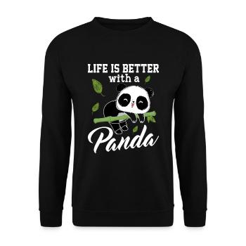 La vie Est Meilleure Avec un panda - Sweat-shirt Unisexe - noir - Devant - Alina (178cm) & Michal (187cm)