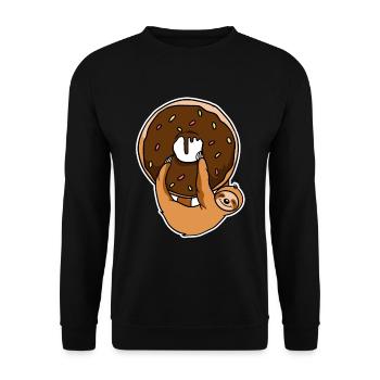 Funny Donuts Sloths Sloth With Donut - Unisex Sweatshirt - black - Front - Alina (178cm) & Michal (187cm)