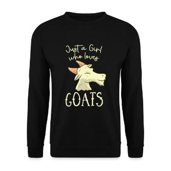 Just A Girl Who Loves Goats Ziegen Mädchen - Unisex Pullover - Schwarz - Vorne - Alina (178cm) & Michal (187cm)