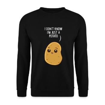 Ich Bin Nur Eine Kartoffel Ich Weiß Nicht - Unisex Pullover - Schwarz - Vorne - Alina (178cm) & Michal (187cm)