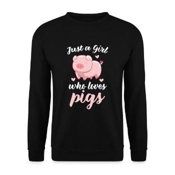 Juste une fille le cochon aime la ferme - Sweat-shirt Unisexe - noir - Devant - Alina (178cm) & Michal (187cm)