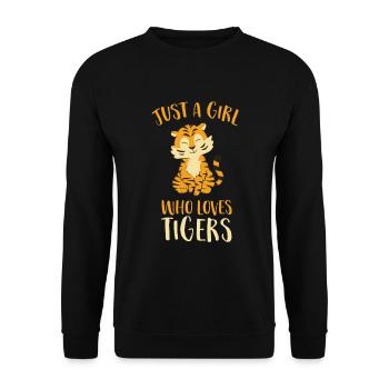 Tiger Mädchen Nur Ein Mädchen Das Tiger Liebt - Unisex Pullover - Schwarz - Vorne - Alina (178cm) & Michal (187cm)