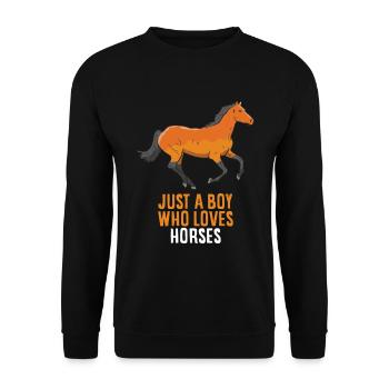 Ich Bin Nur Ein Junge der Pferde Liebt - Unisex Pullover - Schwarz - Vorne - Alina (178cm) & Michal (187cm)