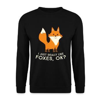 I Just Really Like Foxes, Okay Funny Fox - Unisex Sweatshirt - black - Front - Alina (178cm) & Michal (187cm)
