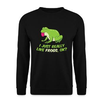 J’aime les grenouilles Tout simplement C’est une grenouille vraiment drôle - Sweat-shirt Unisexe - noir - Devant - Alina (178cm) & Michal (187cm)