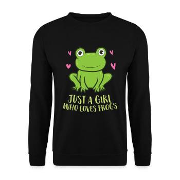 Une fille La grenouille aime la grenouille - Sweat-shirt Unisexe - noir - Devant - Alina (178cm) & Michal (187cm)