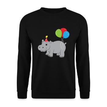Hippo Birthday Sweet Hippo Cute Hippopotamus - Unisex Sweatshirt - black - Front - Alina (178cm) & Michal (187cm)