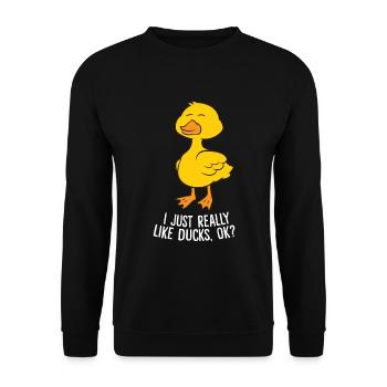 I Just Really Like Ducks, Ok? Funny Ducks - Unisex Sweatshirt - black - Front - Alina (178cm) & Michal (187cm)