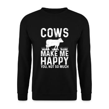 Vaches Me Heureux agriculteur lait vache - Sweat-shirt Unisexe - noir - Devant - Alina (178cm) & Michal (187cm)