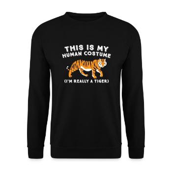Mein Menschen Kostüm Ich Bin Wirklich Ein Tiger - Unisex Pullover - Schwarz - Vorne - Alina (178cm) & Michal (187cm)