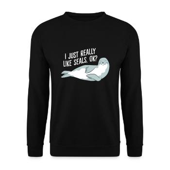 J’aime vraiment les phoques Ok - Sweat-shirt Unisexe - noir - Devant - Alina (178cm) & Michal (187cm)