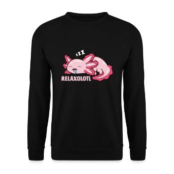 Cute Axolotl Lover Mexican Salamander Relaxolotl - Unisex Sweatshirt - black - Front - Alina (178cm) & Michal (187cm)