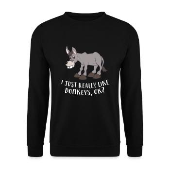 Funny Donkey I Just Really Like Donkeys - Unisex Sweatshirt - black - Front - Alina (178cm) & Michal (187cm)