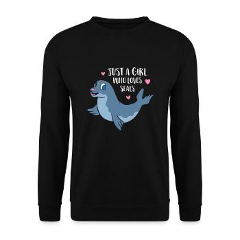 Une fille Le Phoque Aime les filles de phoques - Sweat-shirt Unisexe - noir - Devant - Alina (178cm) & Michal (187cm)