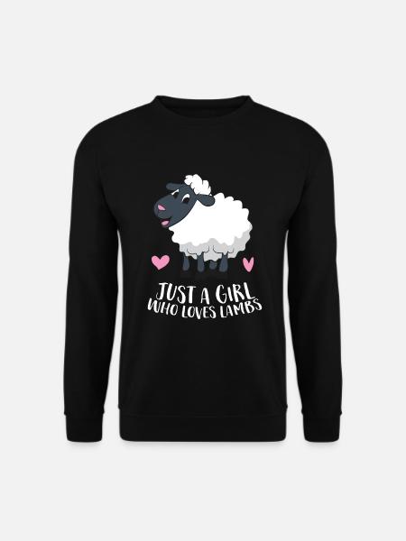 Cute Lamb Girl Just a Girl Who Loves Lambs Farmer - Unisex Sweatshirt - black