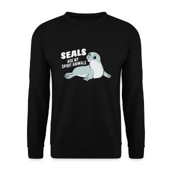 Les phoques sont mes animaux préférés Doux Phoque - Sweat-shirt Unisexe - noir - Devant - Alina (178cm) & Michal (187cm)
