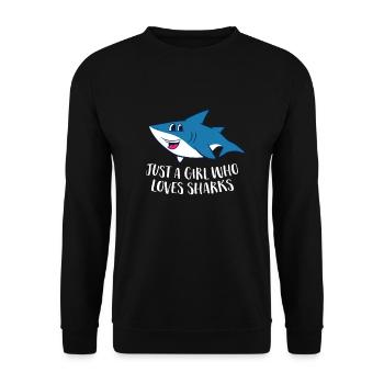 Juste une fille qui aime les requins Cute Shark Girl - Sweat-shirt Unisexe - noir - Devant - Alina (178cm) & Michal (187cm)