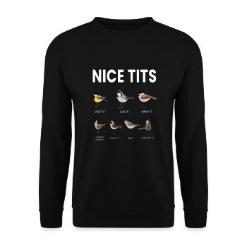 Nice Tits Oiseaux Oiseaux Regarder Mésange - Sweat-shirt Unisexe - noir - Devant - Alina (178cm) & Michal (187cm)