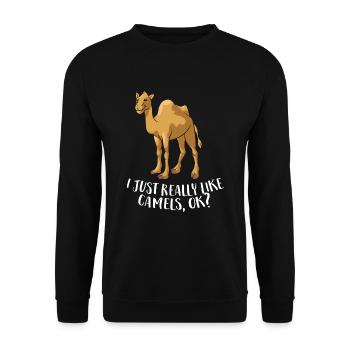 Lustige Kamele Ich mag Kamele einfach wirklich - Unisex Pullover - Schwarz - Vorne - Alina (178cm) & Michal (187cm)
