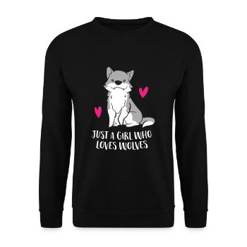 Juste une fille qui aime les loups - Sweat-shirt Unisexe - noir - Devant - Alina (178cm) & Michal (187cm)