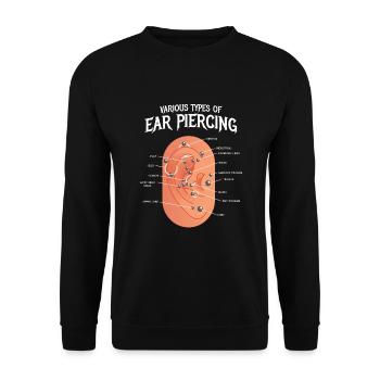 Various Types Of Ear Piercing Ohrring - Unisex Pullover - Schwarz - Vorne - Alina (178cm) & Michal (187cm)