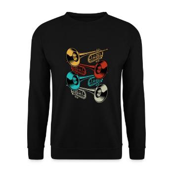 Musicien de bande d'instrument rétro trompette - Sweat-shirt Unisexe - noir - Devant - Alina (178cm) & Michal (187cm)