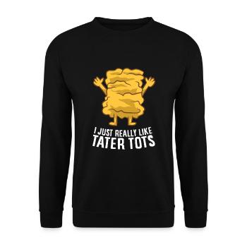 Ich mag Kroketten einfach wirklich lieben - Unisex Pullover - Schwarz - Vorne - Alina (178cm) & Michal (187cm)