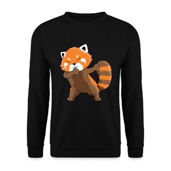 Dabbender Roter Panda Dabbing Red Panda - Unisex Pullover - Schwarz - Vorne - Alina (178cm) & Michal (187cm)