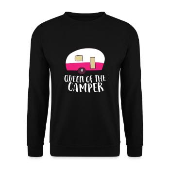 Lustiges Camper Mama Camping Königin - Unisex Pullover - Schwarz - Vorne - Alina (178cm) & Michal (187cm)