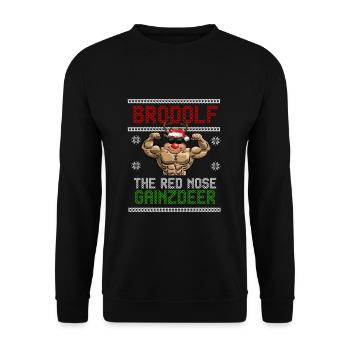 Brodolf Christmas Reindeer Fitness Sport - Sweat-shirt Unisexe - noir - Devant - Alina (178cm) & Michal (187cm)