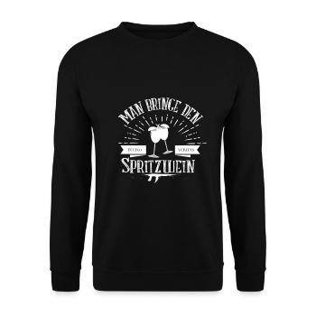 Lustiger Spruch Weinliebhaber Zeit für Spritzwein - Unisex Pullover - Schwarz - Vorne - Alina (178cm) & Michal (187cm)