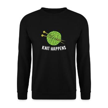 Knit Gift Funny Knit Happens Crocheting Knitting - Unisex Sweatshirt - black - Front - Alina (178cm) & Michal (187cm)