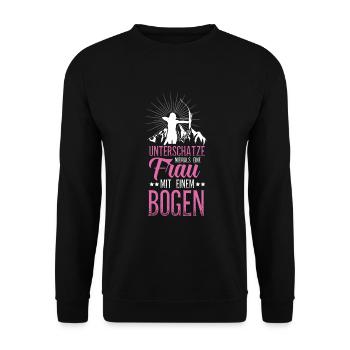 Bogenschießen Bogen bogenschützen bogenschütze - Unisex Pullover - Schwarz - Vorne - Alina (178cm) & Michal (187cm)