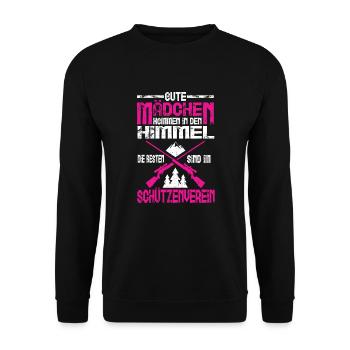 Schießstand Sportschütze Sportschützin Schießsport - Unisex Pullover - Schwarz - Vorne - Alina (178cm) & Michal (187cm)