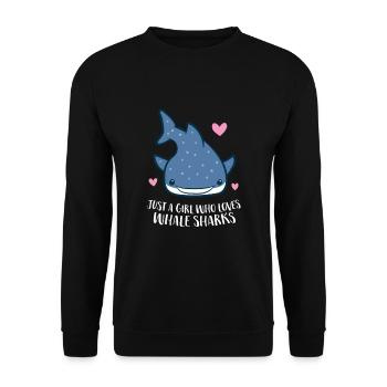 Nur ein Mädchen das Walhaie liebt - Unisex Pullover - Schwarz - Vorne - Alina (178cm) & Michal (187cm)