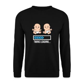 Mom Twin Schwangerschaft Zwillinge Laden mit - Unisex Pullover - Schwarz - Vorne - Alina (178cm) & Michal (187cm)