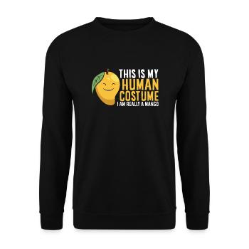Mango Frucht Halloween Mango Kostüm Frucht - Unisex Pullover - Schwarz - Vorne - Alina (178cm) & Michal (187cm)