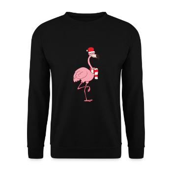 Flamingo de Noël avec bonnet de Noël Flamingo - Sweat-shirt Unisexe - noir - Devant - Alina (178cm) & Michal (187cm)