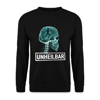 Unheilbar Läufer – Marathon- und Laufbegeisterte - Unisex Pullover - Schwarz - Vorne - Alina (178cm) & Michal (187cm)
