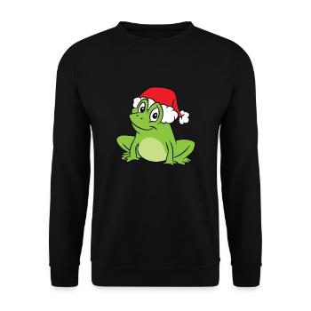 Grenouille avec chapeau de Noël Grenouille douce - Sweat-shirt Unisexe - noir - Devant - Alina (178cm) & Michal (187cm)