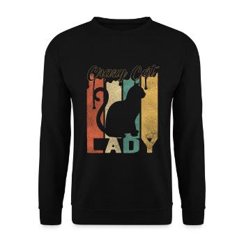 Vintage Crazy Cat Lady – Perfect Cat Lovers - Unisex Sweatshirt - black - Front - Alina (178cm) & Michal (187cm)