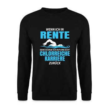 Rente Schwimmlehrer Bademeister Bademeisterin - Unisex Pullover - Schwarz - Vorne - Alina (178cm) & Michal (187cm)