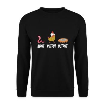 Input putput output chickens chicken farmer - Unisex Sweatshirt - black - Front - Alina (178cm) & Michal (187cm)